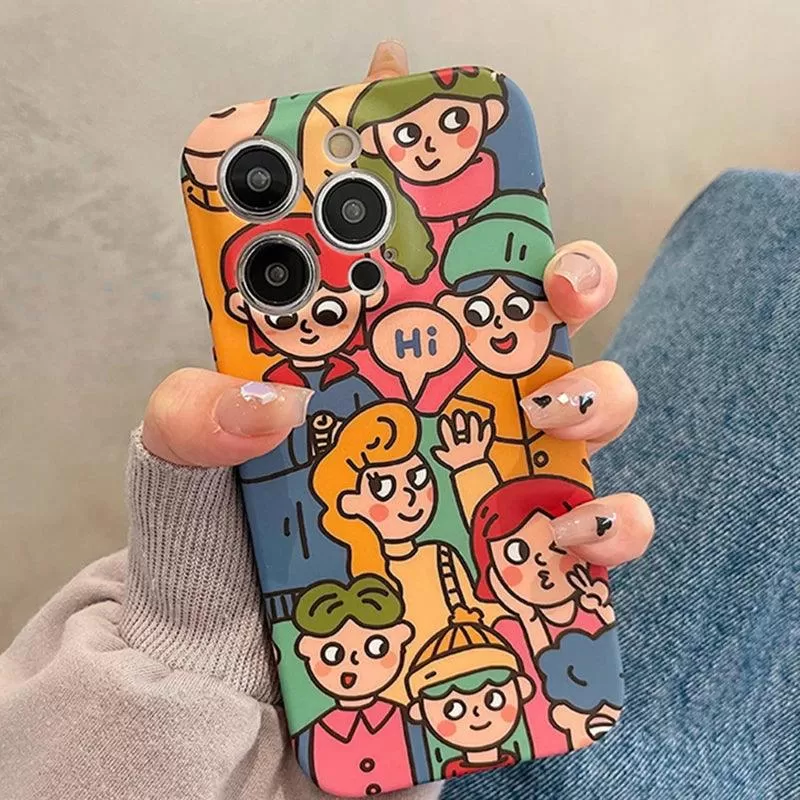 Cute Anime Graffiti Soft Phone Case - Funny Design for iPhone 14, 13 Pro Max, 12, 11, XS, XR, X