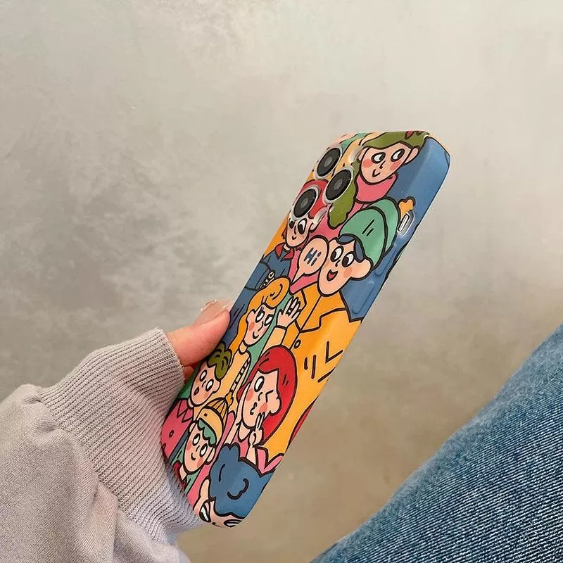 Cute Anime Graffiti Soft Phone Case - Funny Design for iPhone 14, 13 Pro Max, 12, 11, XS, XR, X