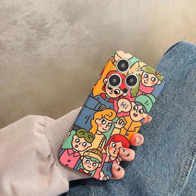 Cute Anime Graffiti Soft Phone Case - Funny Design for iPhone 14, 13 Pro Max, 12, 11, XS, XR, X