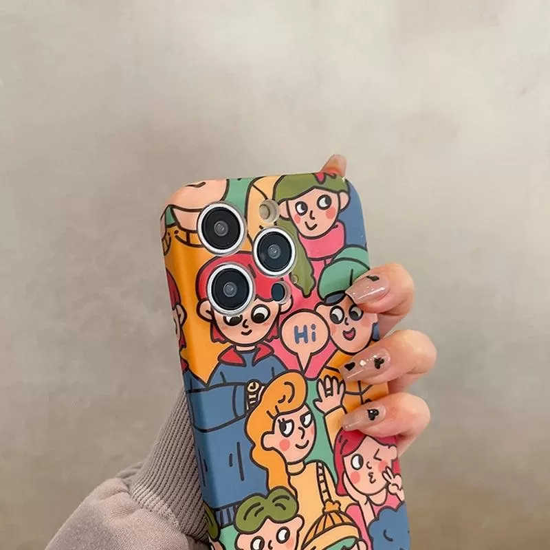 Cute Anime Graffiti Soft Phone Case - Funny Design for iPhone 14, 13 Pro Max, 12, 11, XS, XR, X