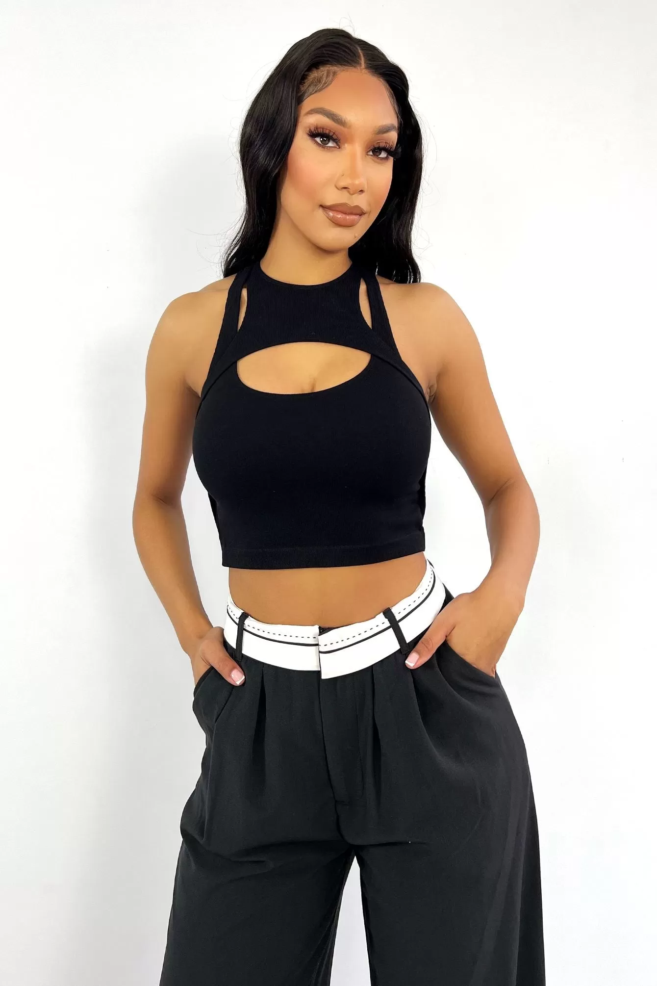 Cutthroat Cutout Muscle Tank Crop Top