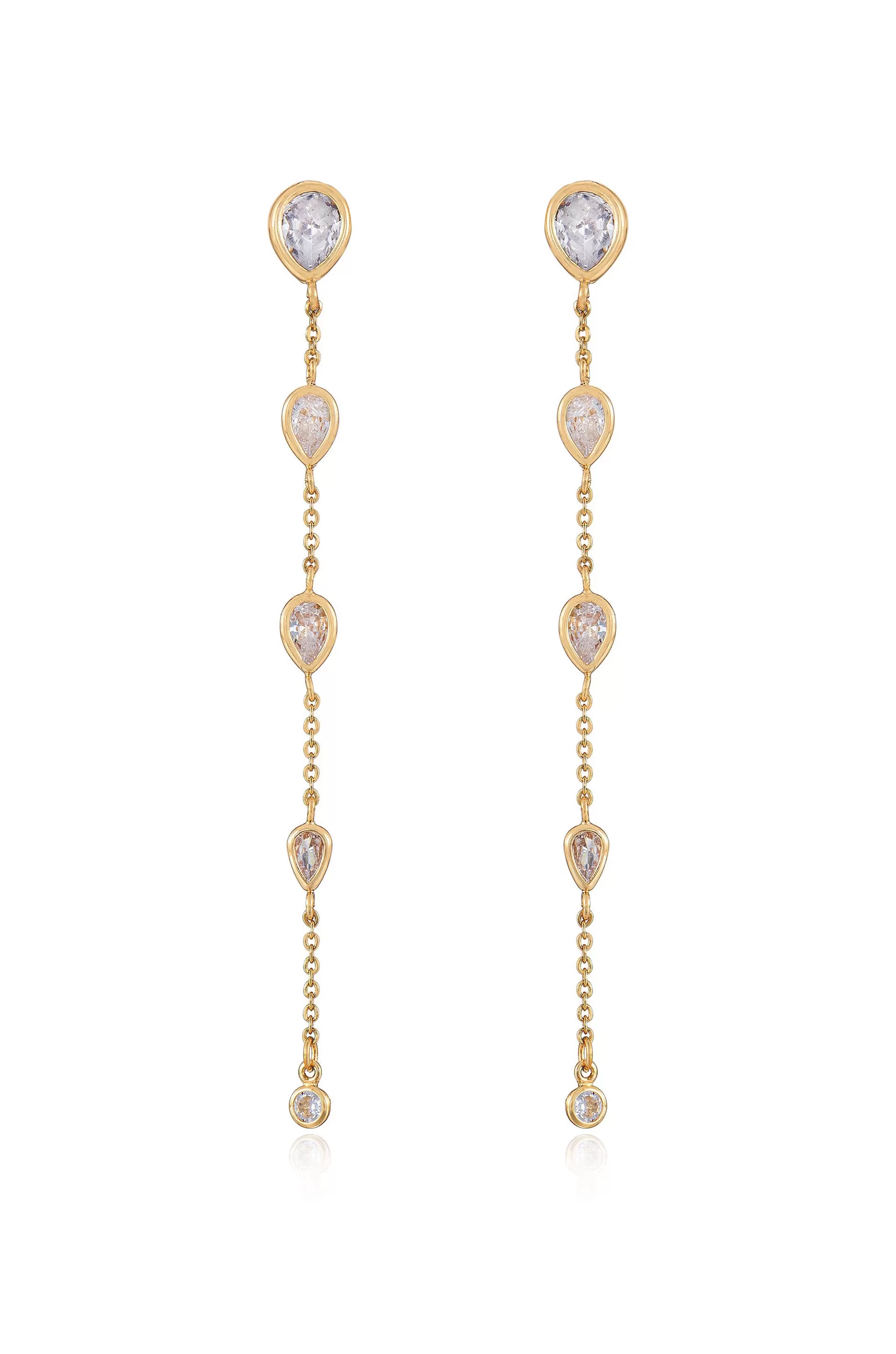 Dainty Bezel Crystal Dangle Earrings