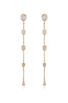 Dainty Bezel Crystal Dangle Earrings