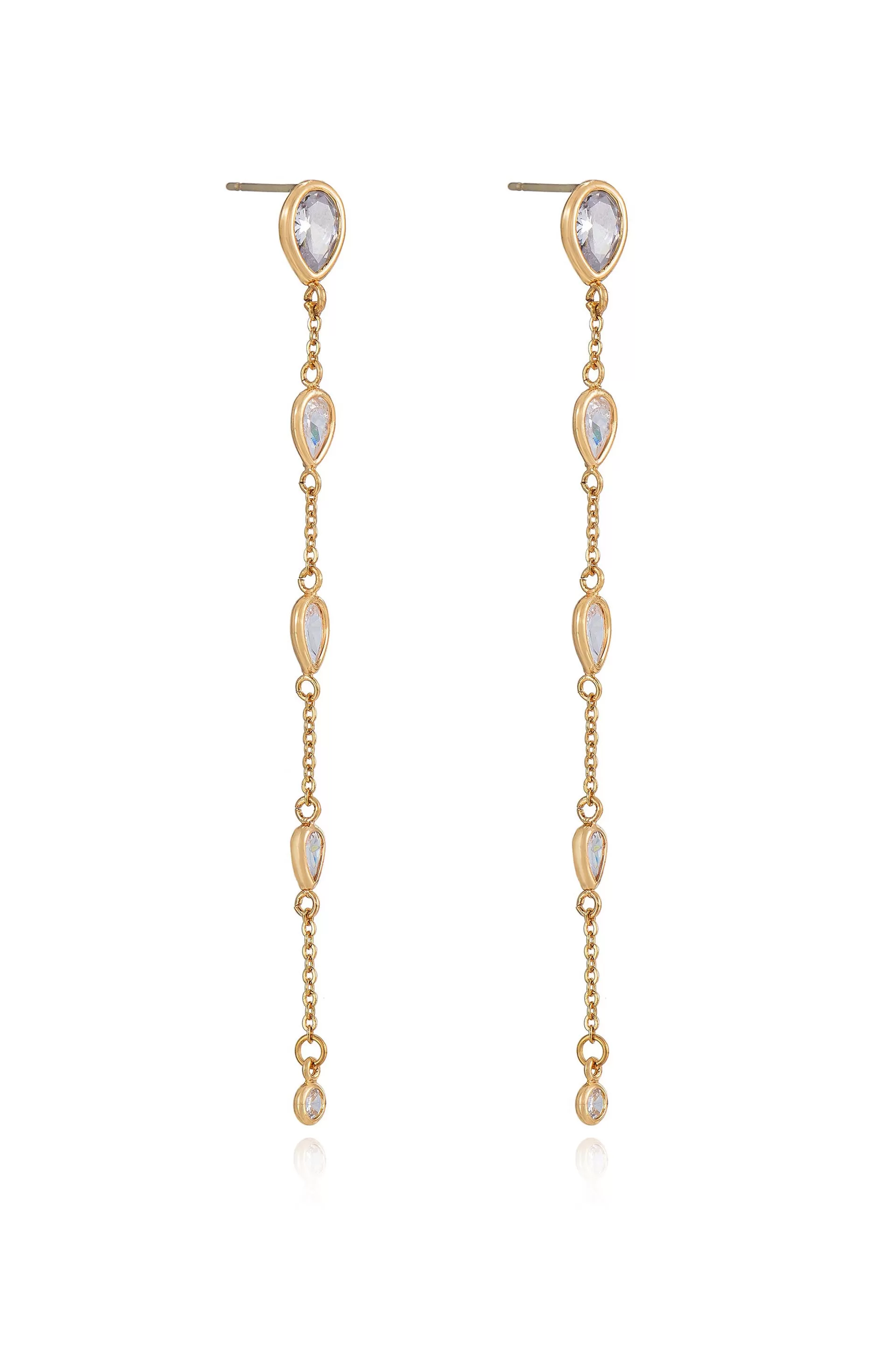 Dainty Bezel Crystal Dangle Earrings