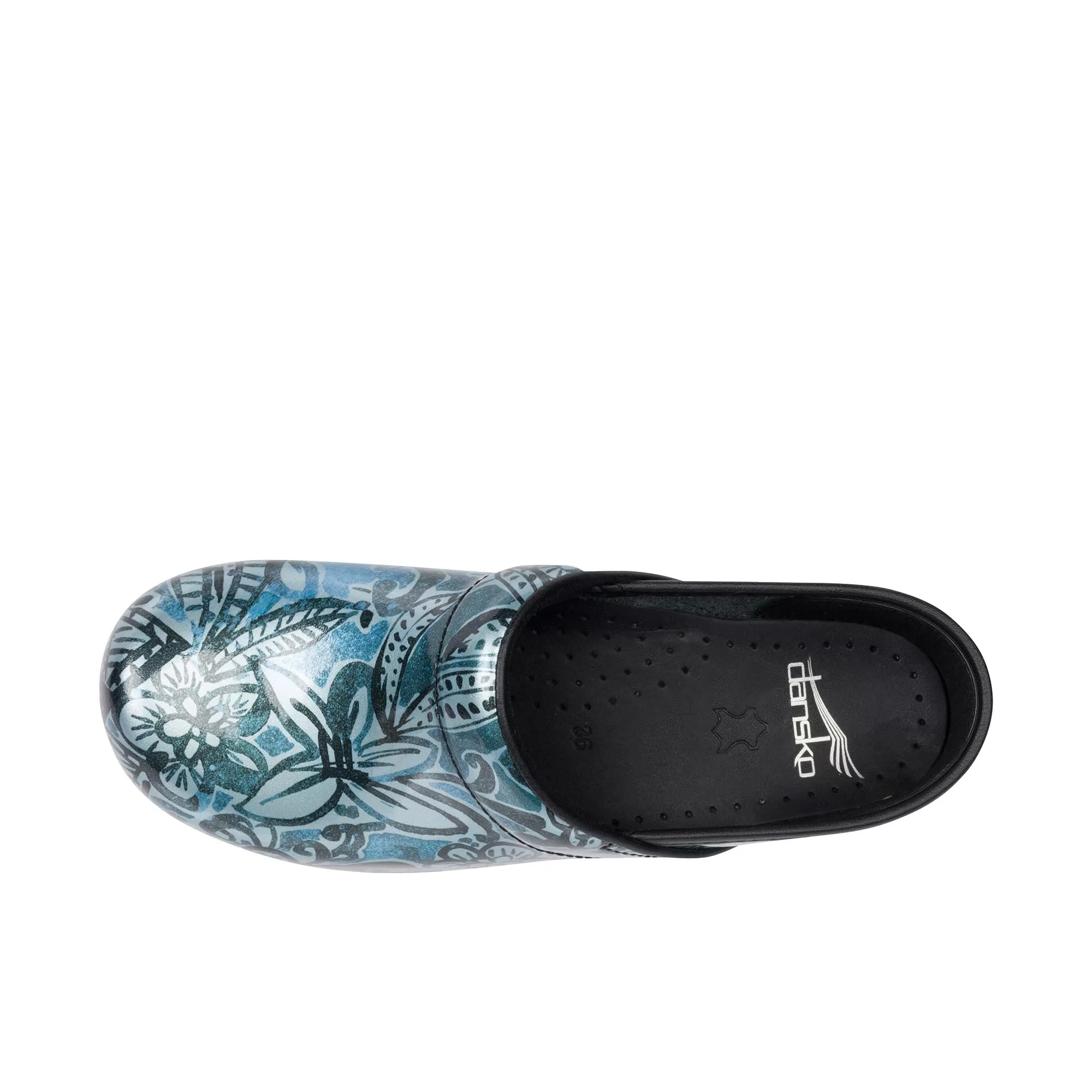 Dansko Womens Patent Professional Denim Floral