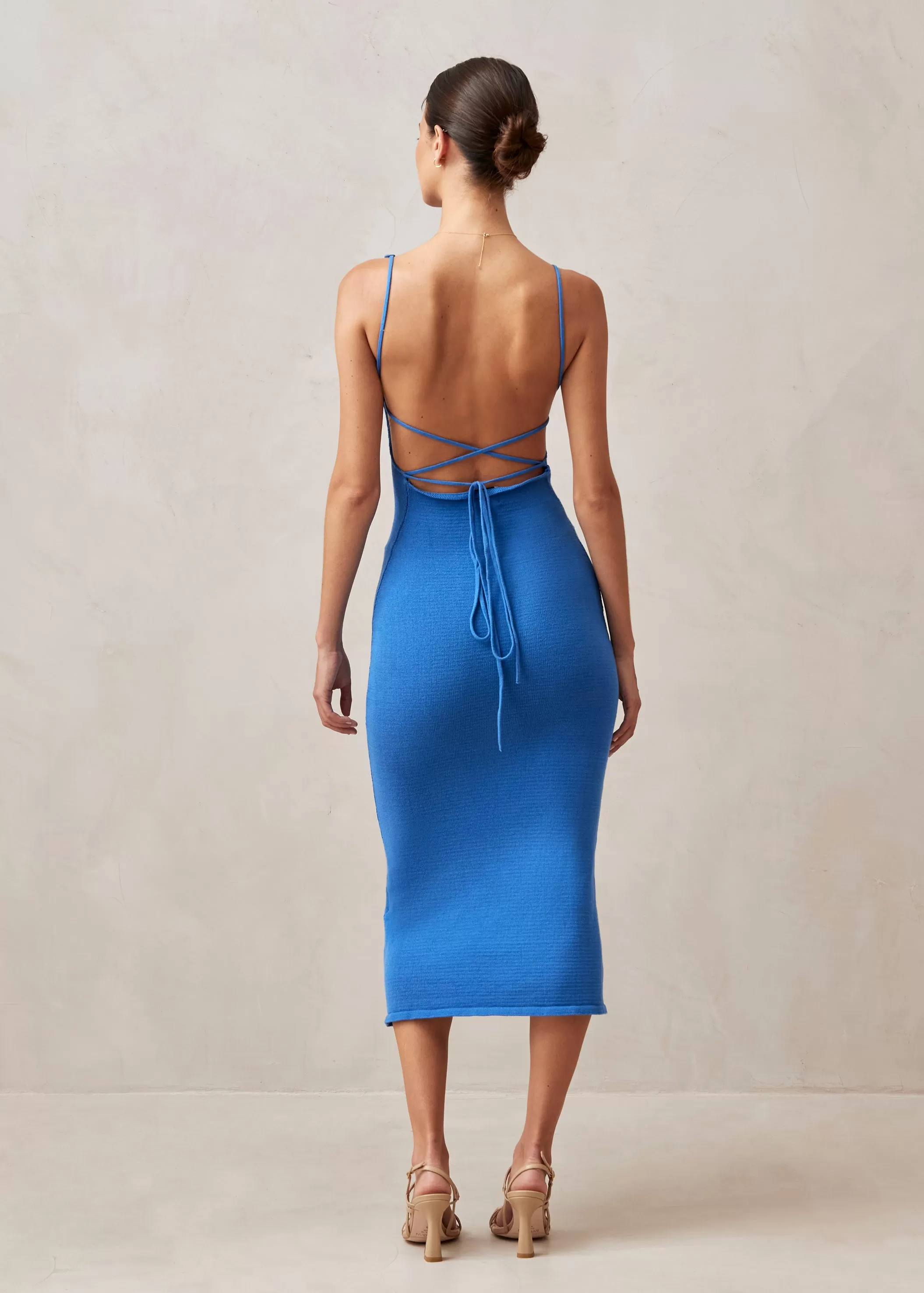 Delicate Blue Tricot Midi Dress