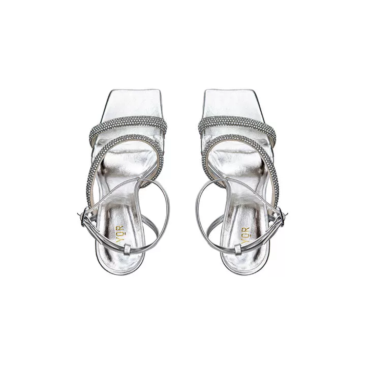 Diamante Double Strap High Heel Sandal BWR 045