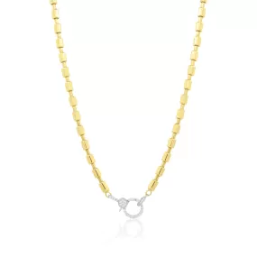 Diamond Clasp Barrel Chain Necklace