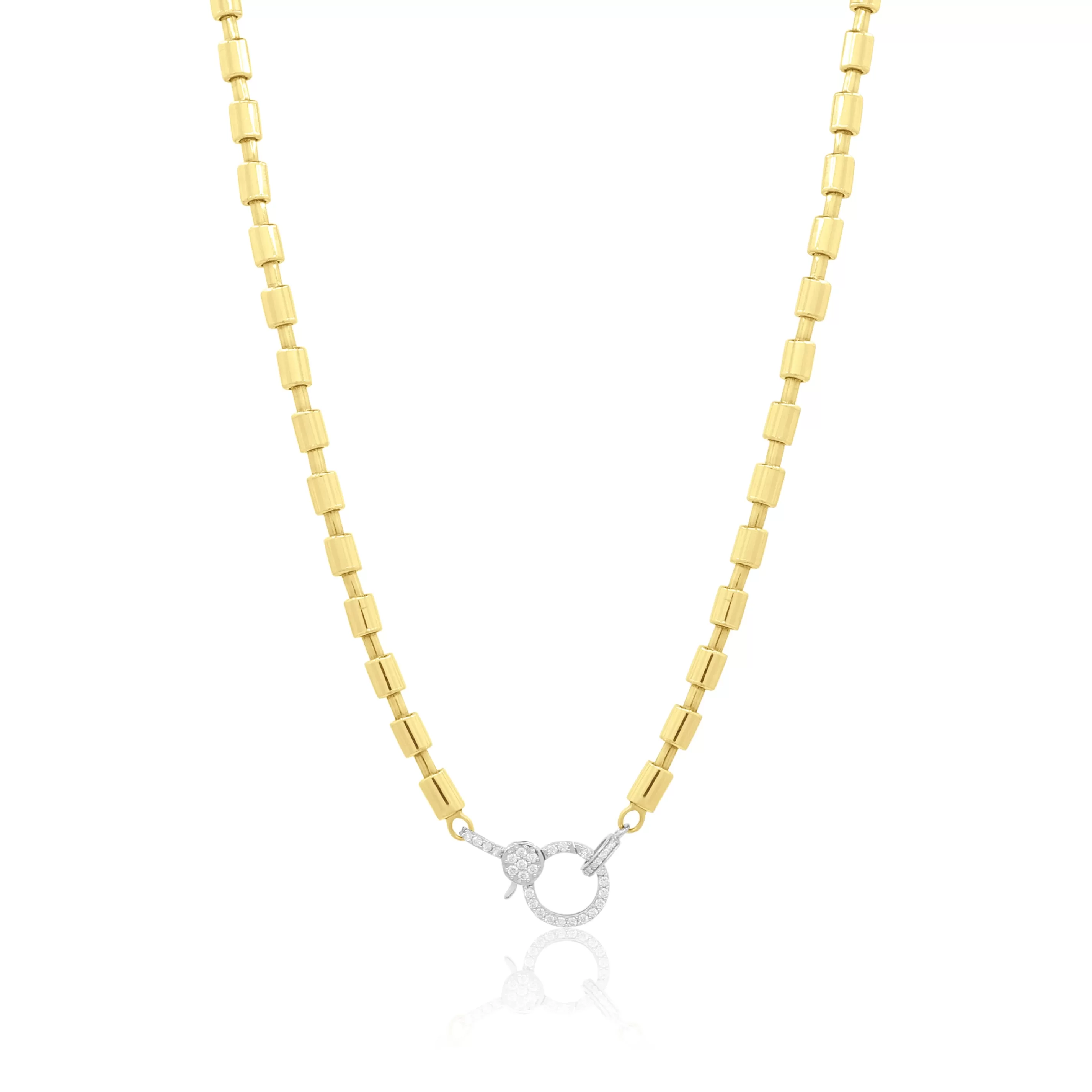 Diamond Clasp Barrel Chain Necklace