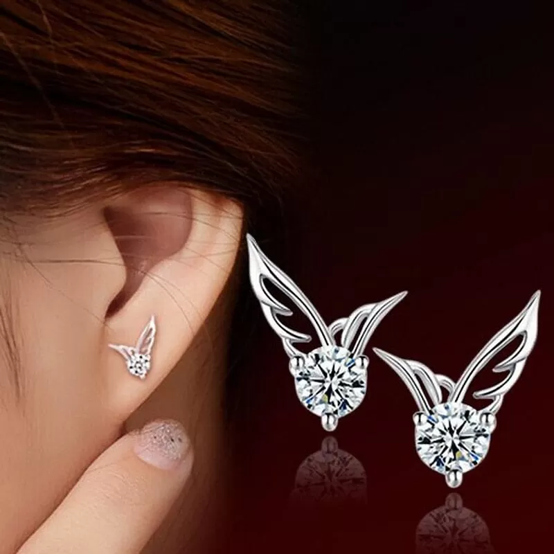 Diamond Wings Stud Earrings