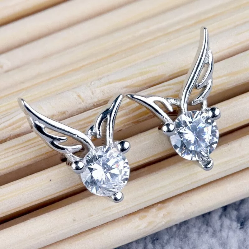 Diamond Wings Stud Earrings