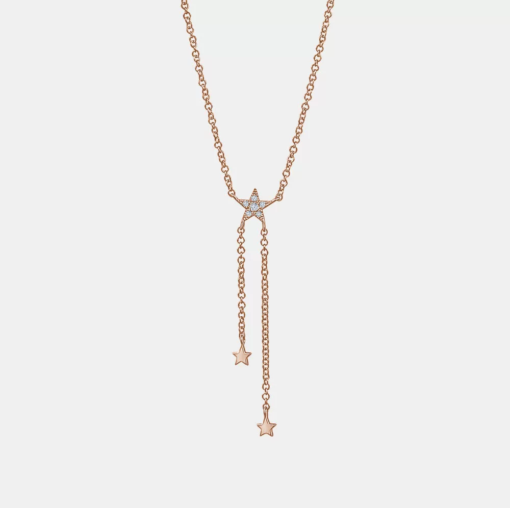 Double Dangling Diamond Star Necklace