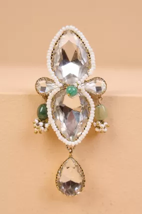 Double Stoned Crystal Brooch