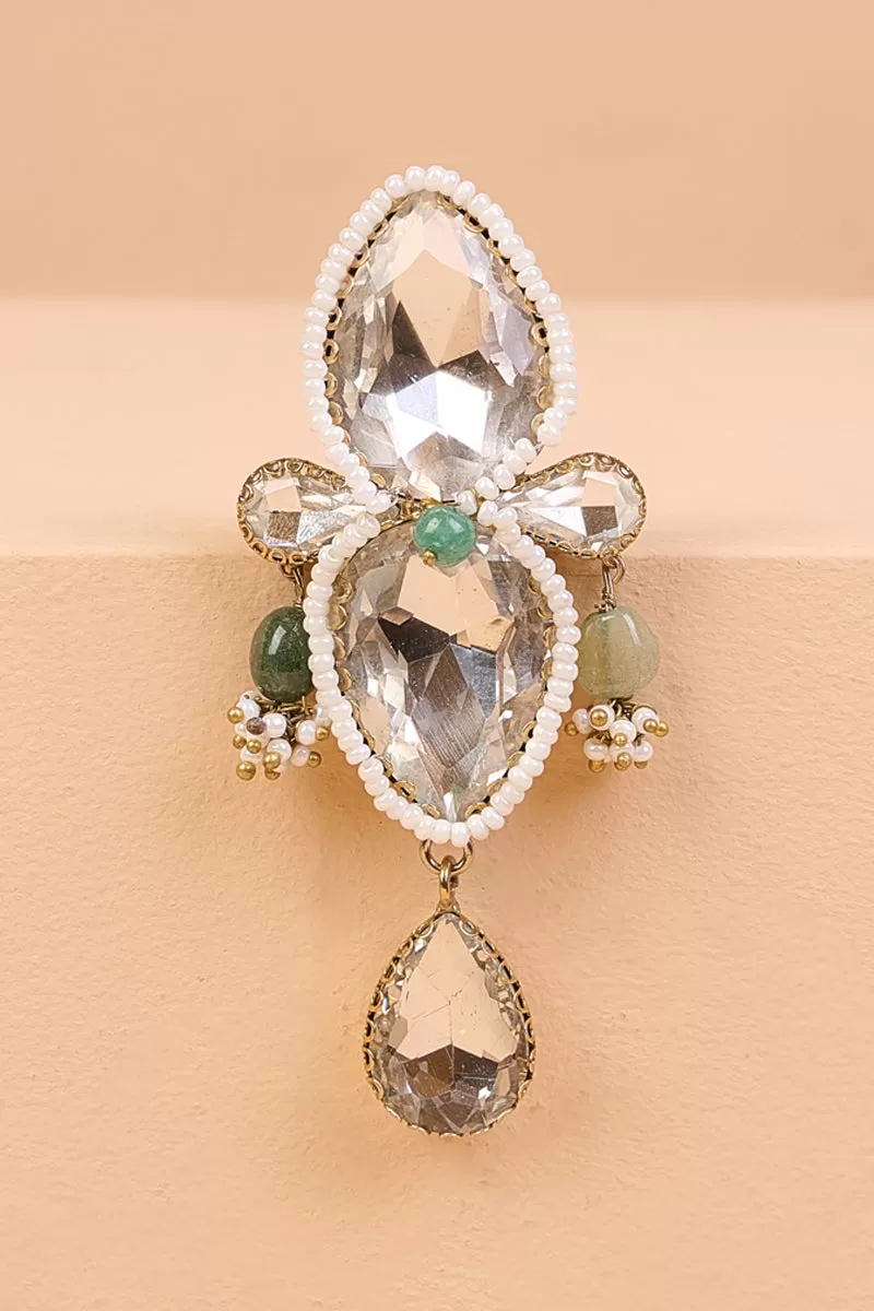 Double Stoned Crystal Brooch