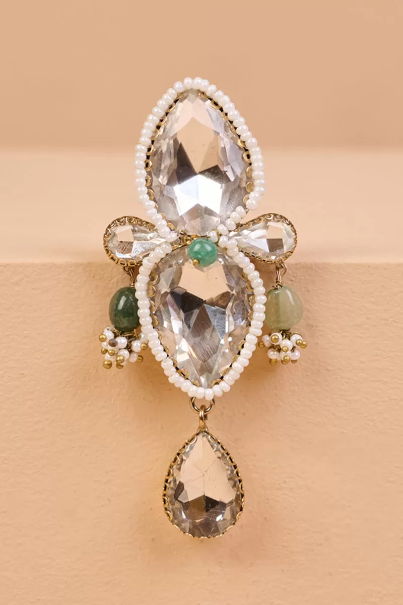 Double Stoned Crystal Brooch