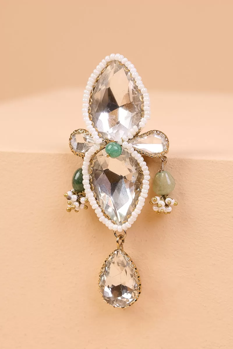 Double Stoned Crystal Brooch