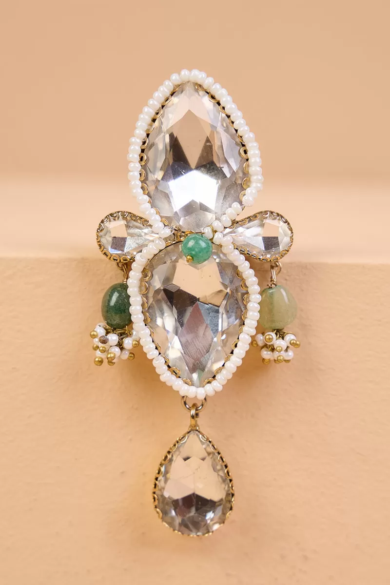 Double Stoned Crystal Brooch