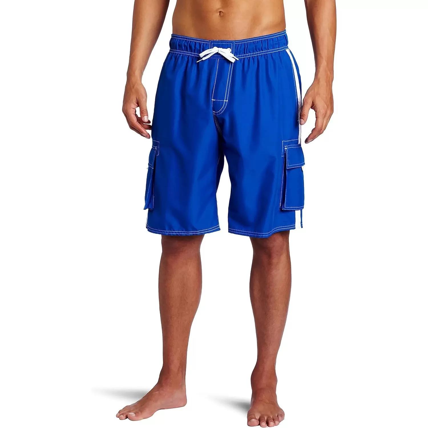 Drawstring Side Pockets Swim Trunks