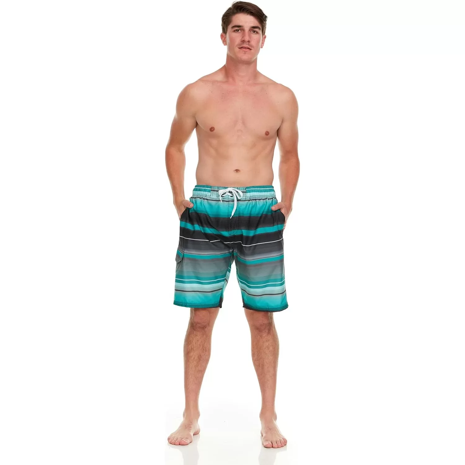 Drawstring Side Pockets Swim Trunks