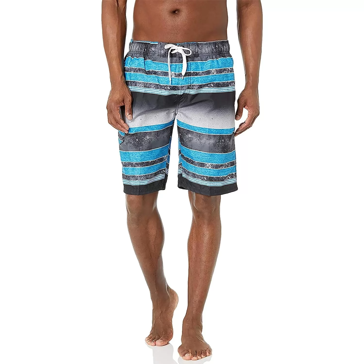 Drawstring Side Pockets Swim Trunks