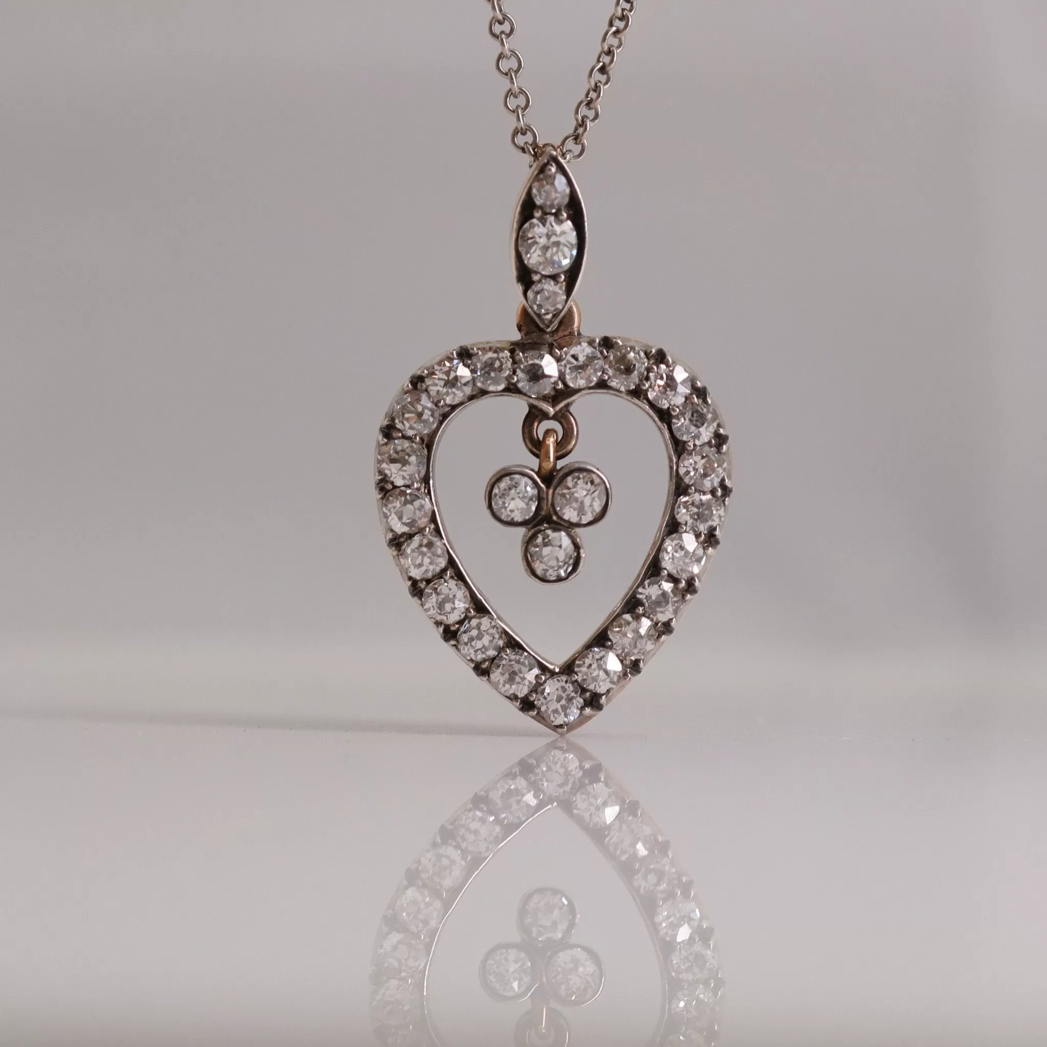 Edwardian Diamond Open Heart Pendant