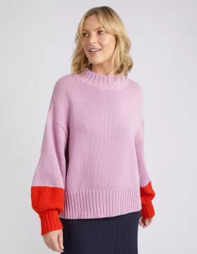 Elm Louie Mock Neck Knit - Peony Pink and Tangello