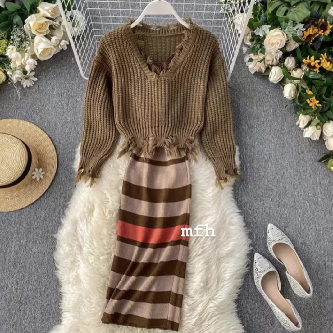 Emma Striped Dress With Sweater