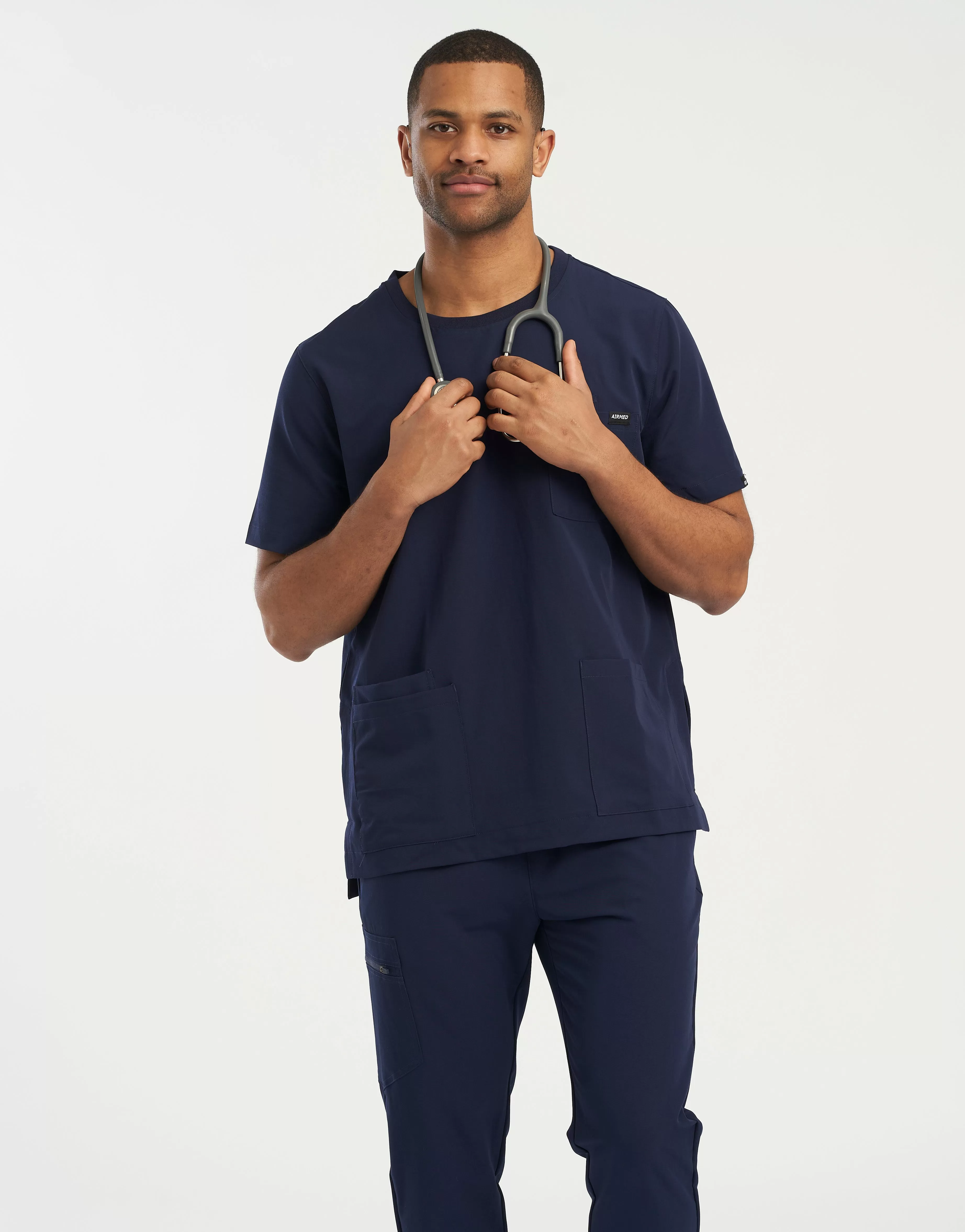 Essential Crewneck Scrub Top - True Navy