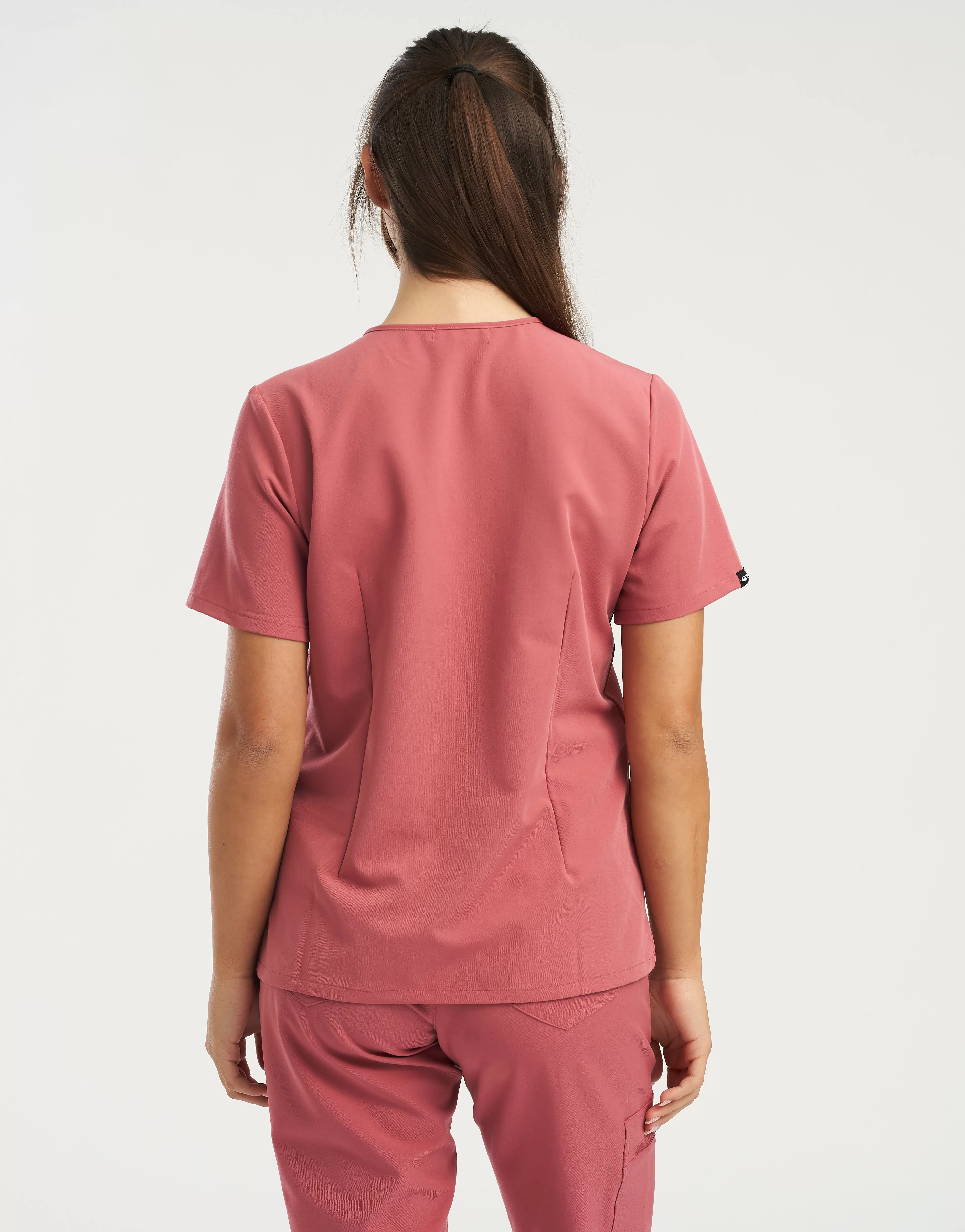 Essential One Pocket V Neck Scrub Top - Mauvewood