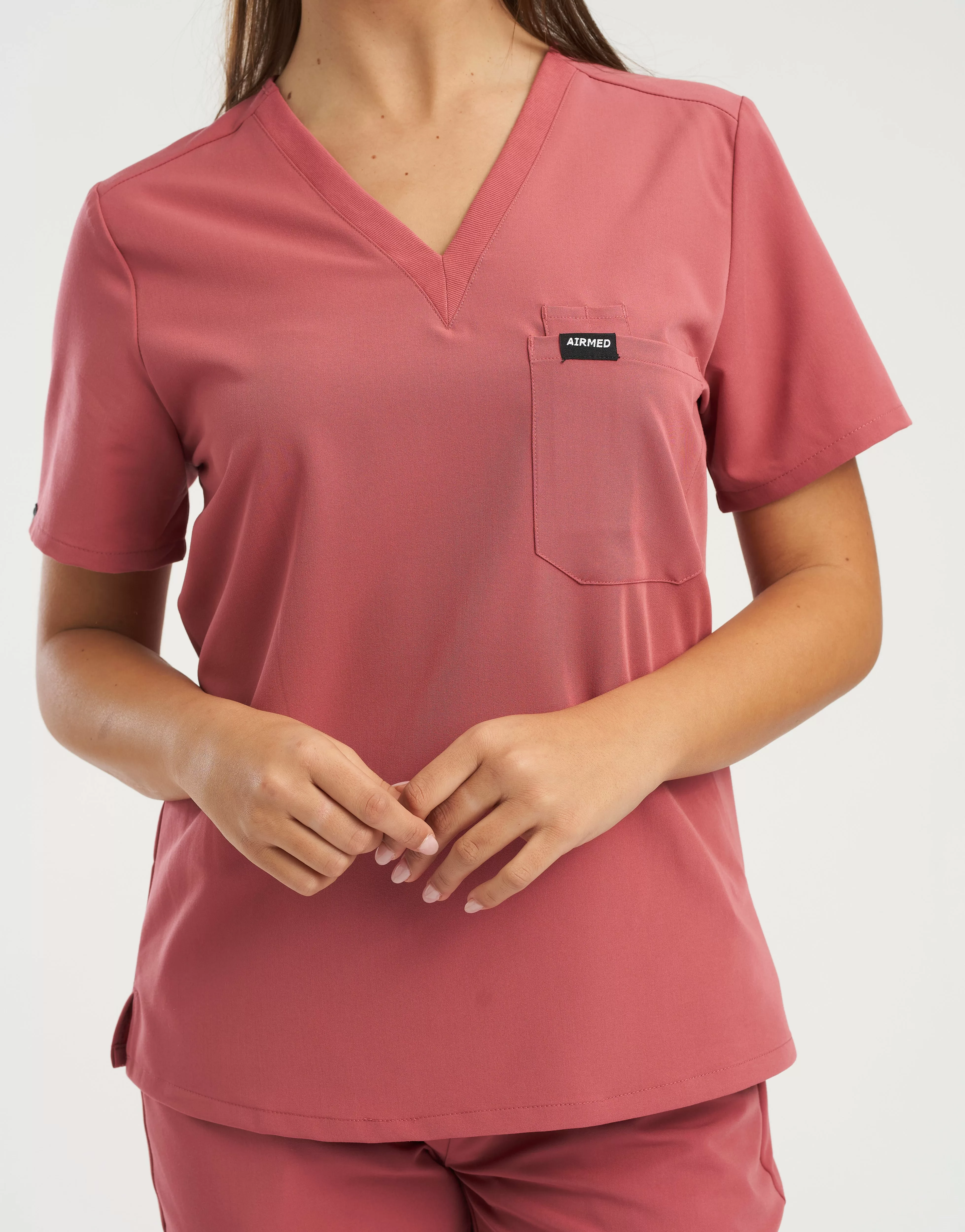 Essential One Pocket V Neck Scrub Top - Mauvewood