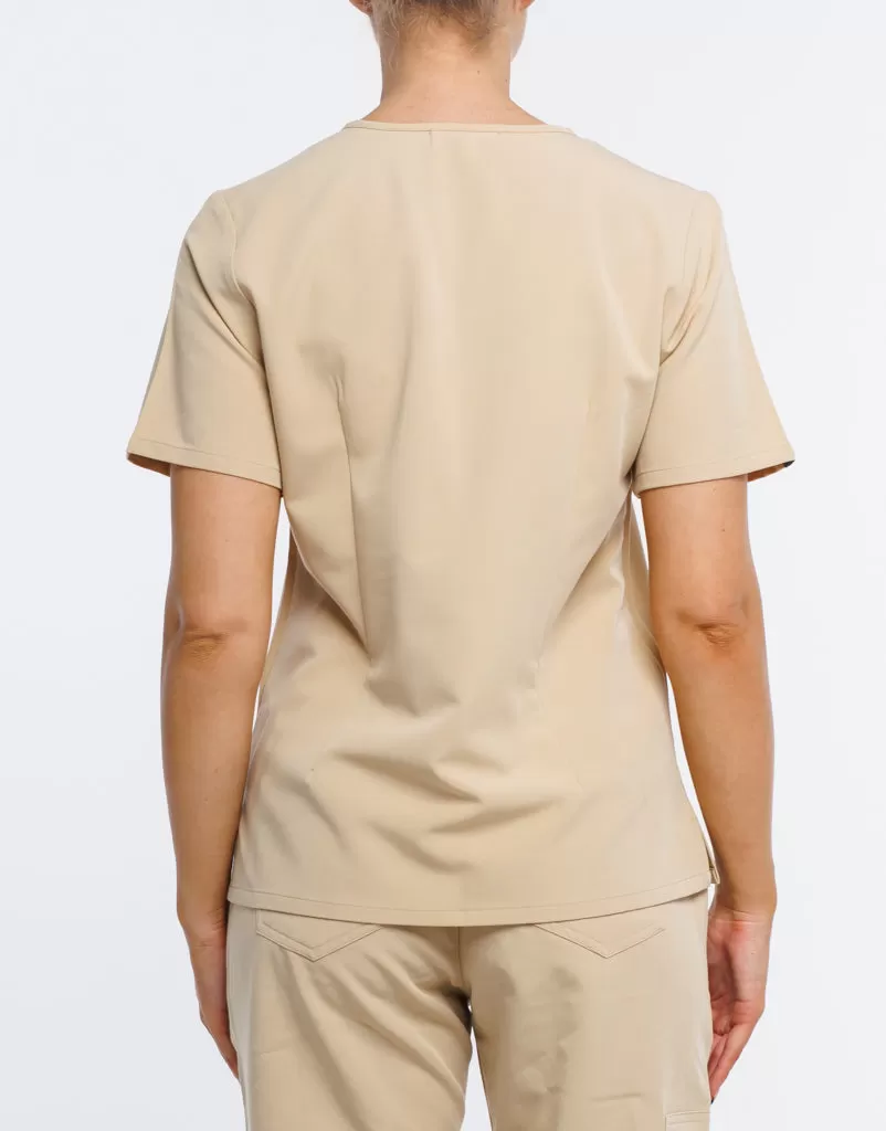 Essential One Pocket V Neck Scrub Top - Warm Sand