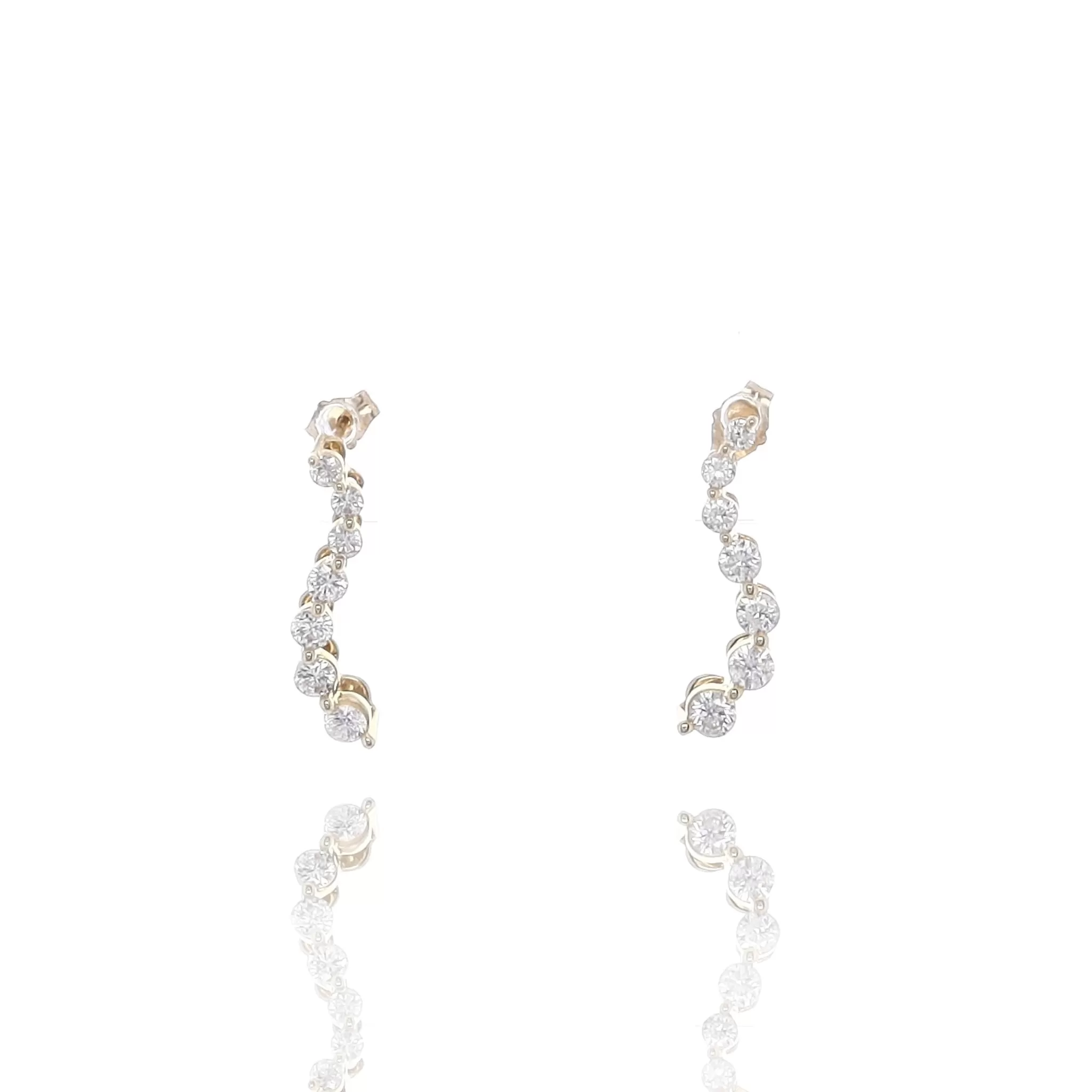 Estate 14k Yellow Gold Journey Diamond Drop Earrings