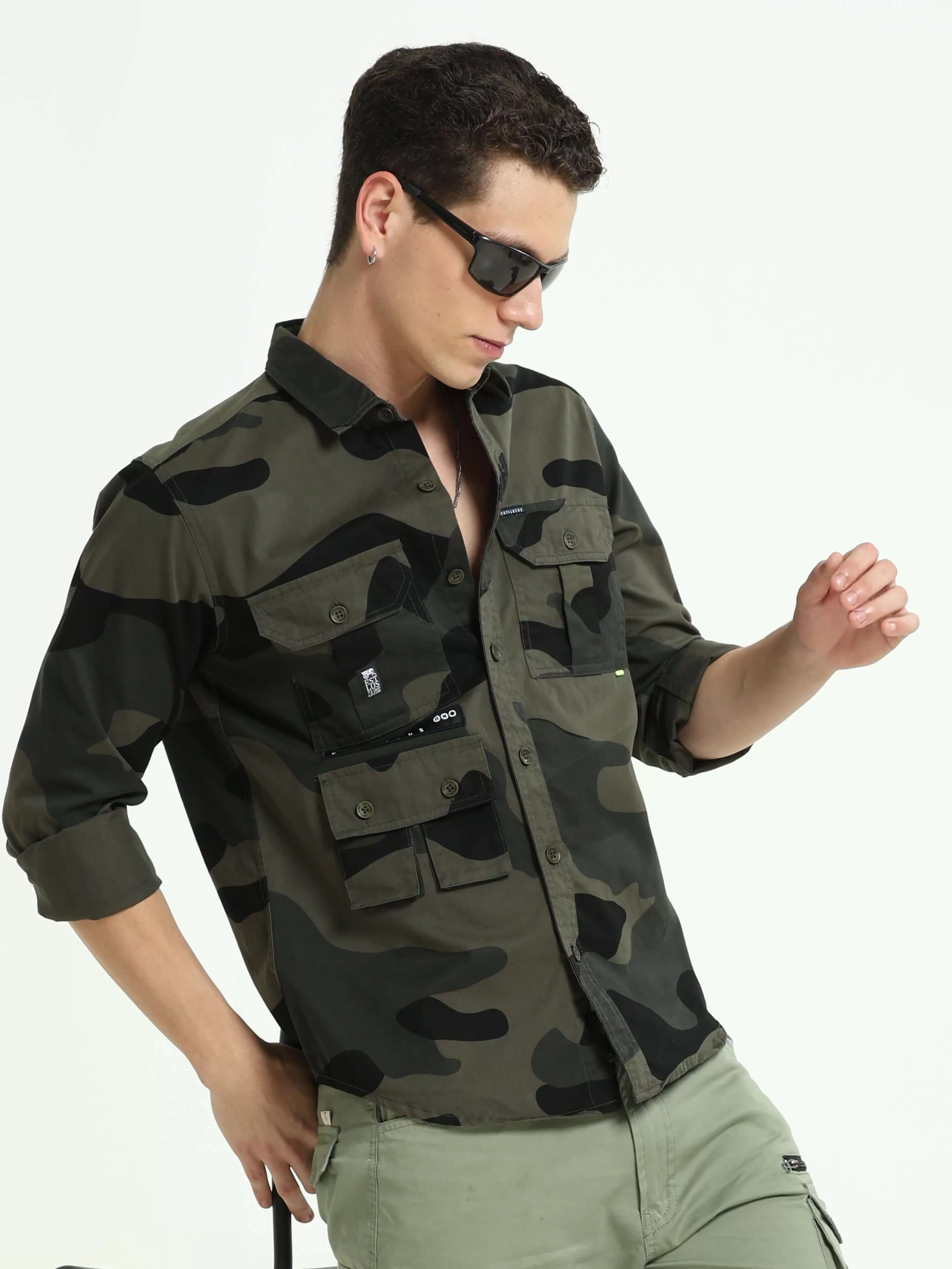 ETLS/72 Camo Cargo military olive shirt