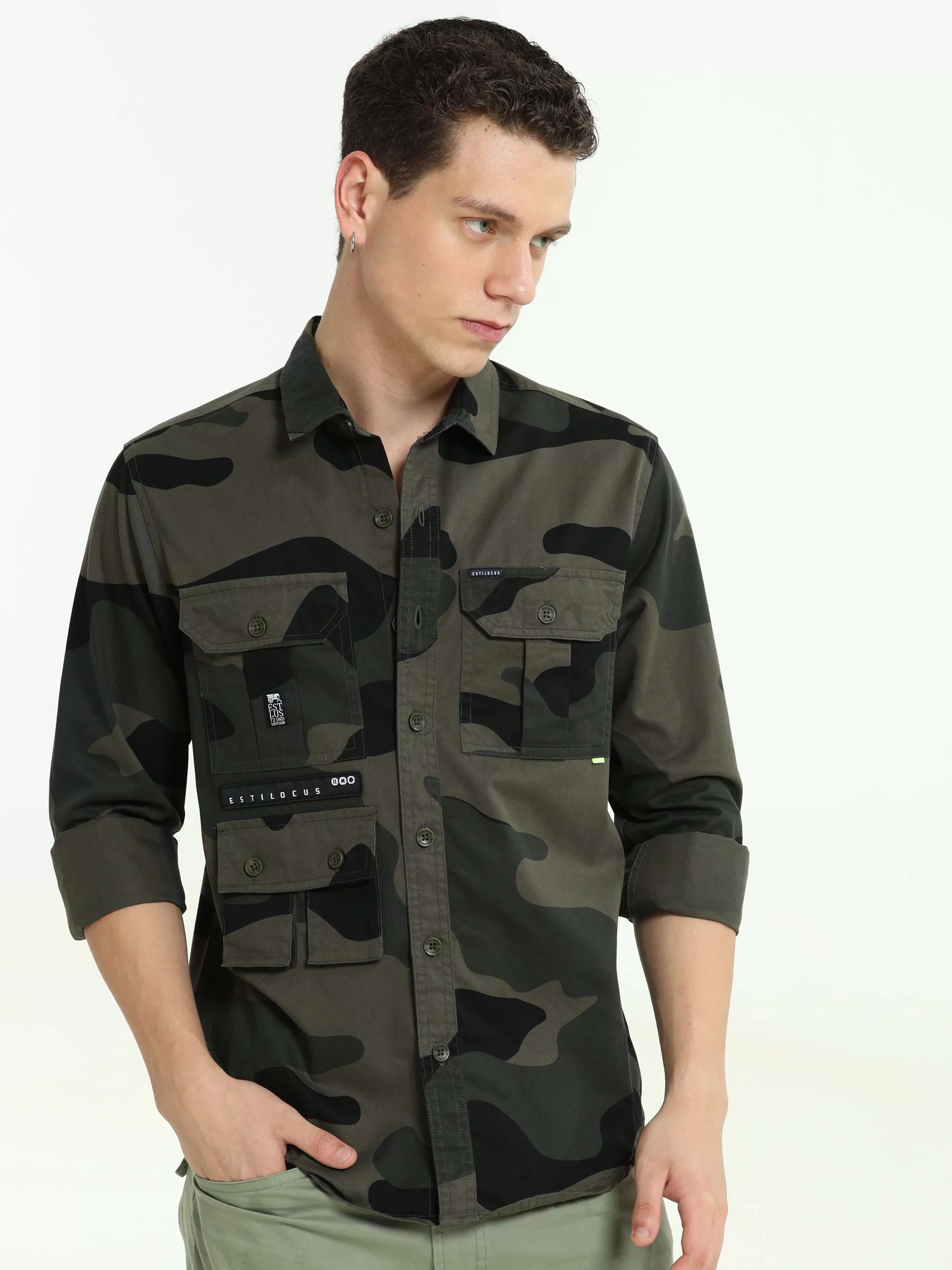 ETLS/72 Camo Cargo military olive shirt