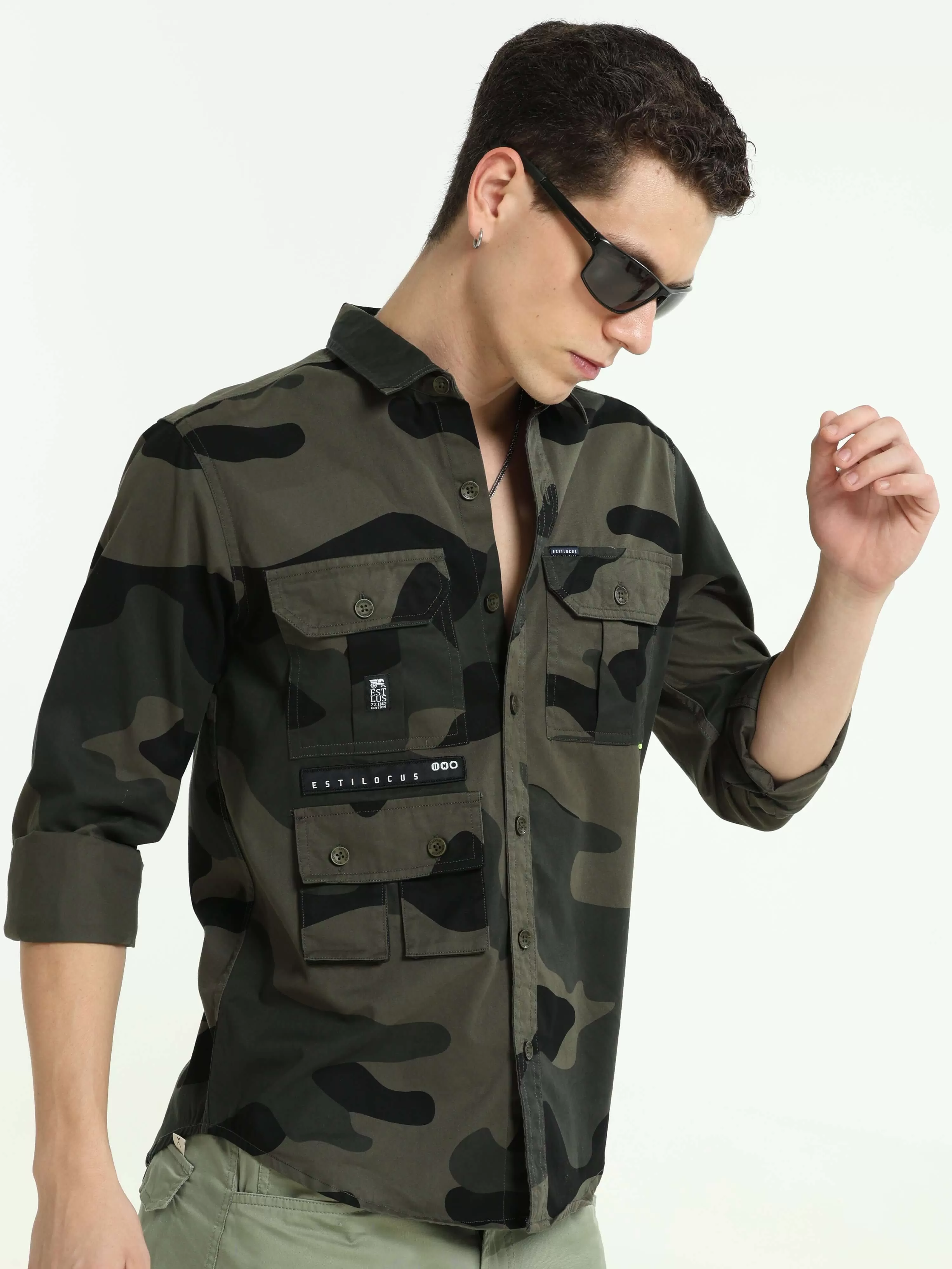 ETLS/72 Camo Cargo military olive shirt