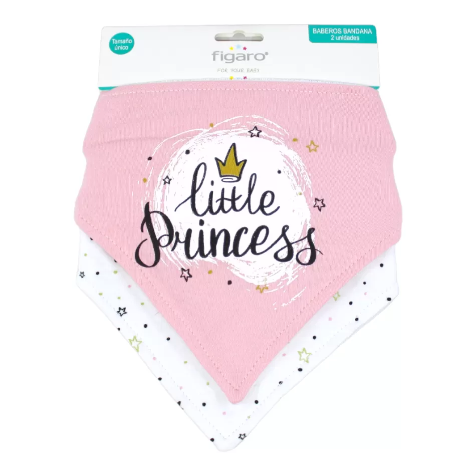 Figaro 2 Pk Terry Backing Bandana Bibs - Little Princess