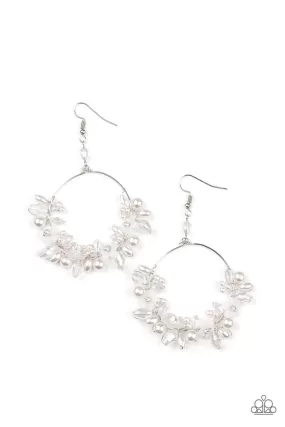 Floating Gardens - White Paparazzi Earrings