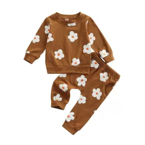 Flower Print Toddler Tracksuit Set