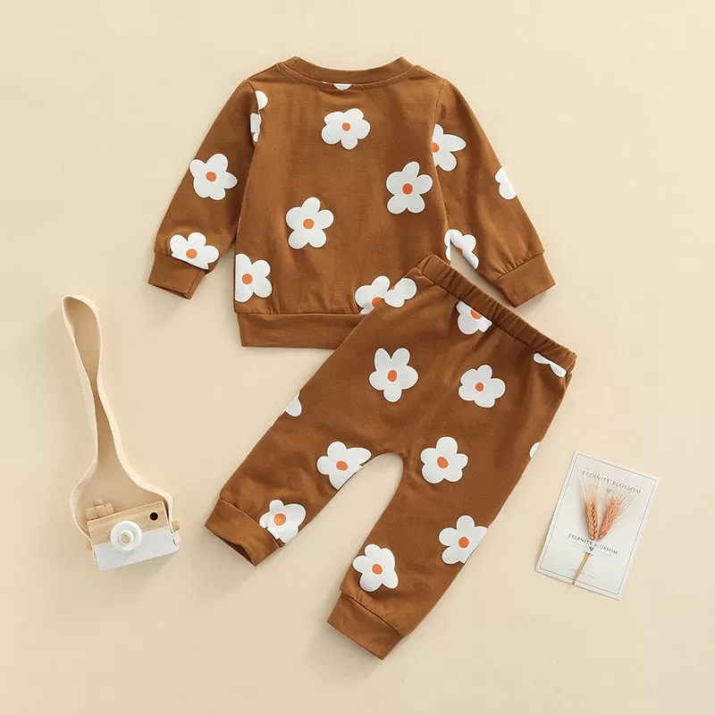 Flower Print Toddler Tracksuit Set