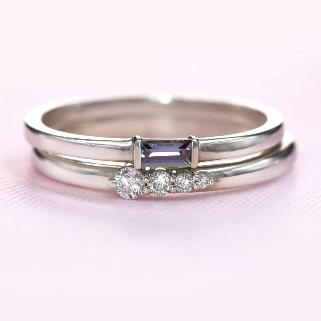 Gabrielle Band - Lab Grown Gradient Diamonds Sterling Silver Stacking Ring