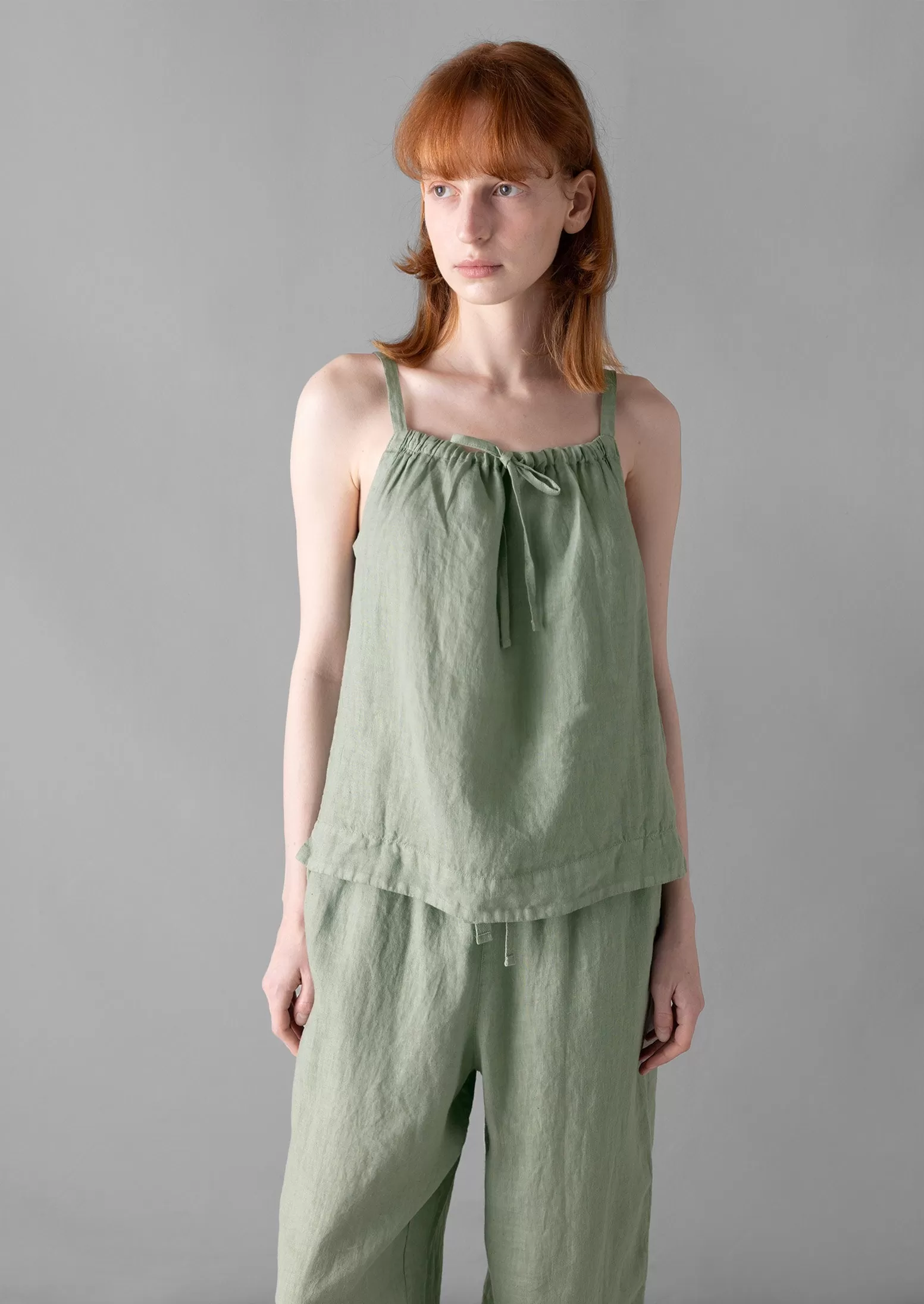 Garment Dyed Lightweight Linen Pajamas | Sage