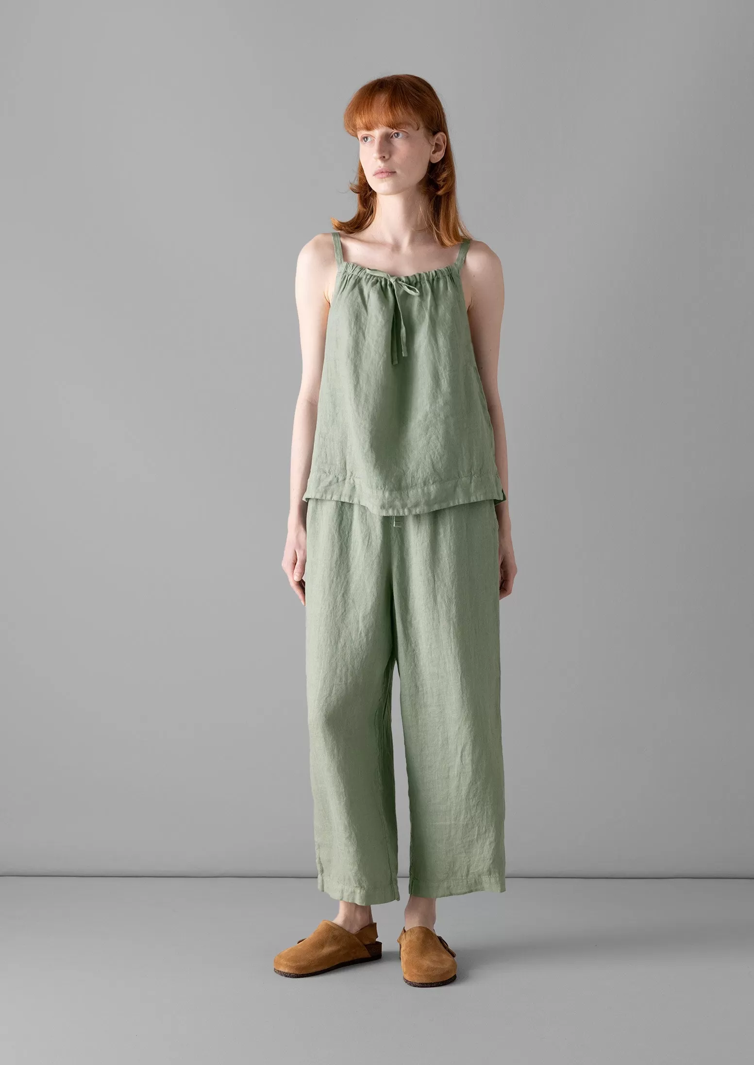 Garment Dyed Lightweight Linen Pajamas | Sage