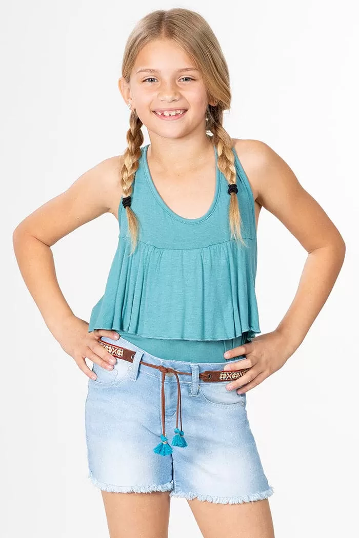 Girls Essential Frayed Hem Shorts with Belt