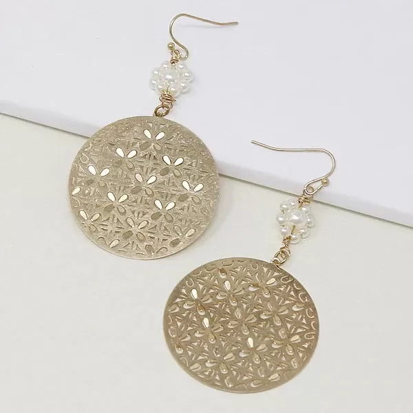 Gold and Pearl Dangling Cutout Earrings