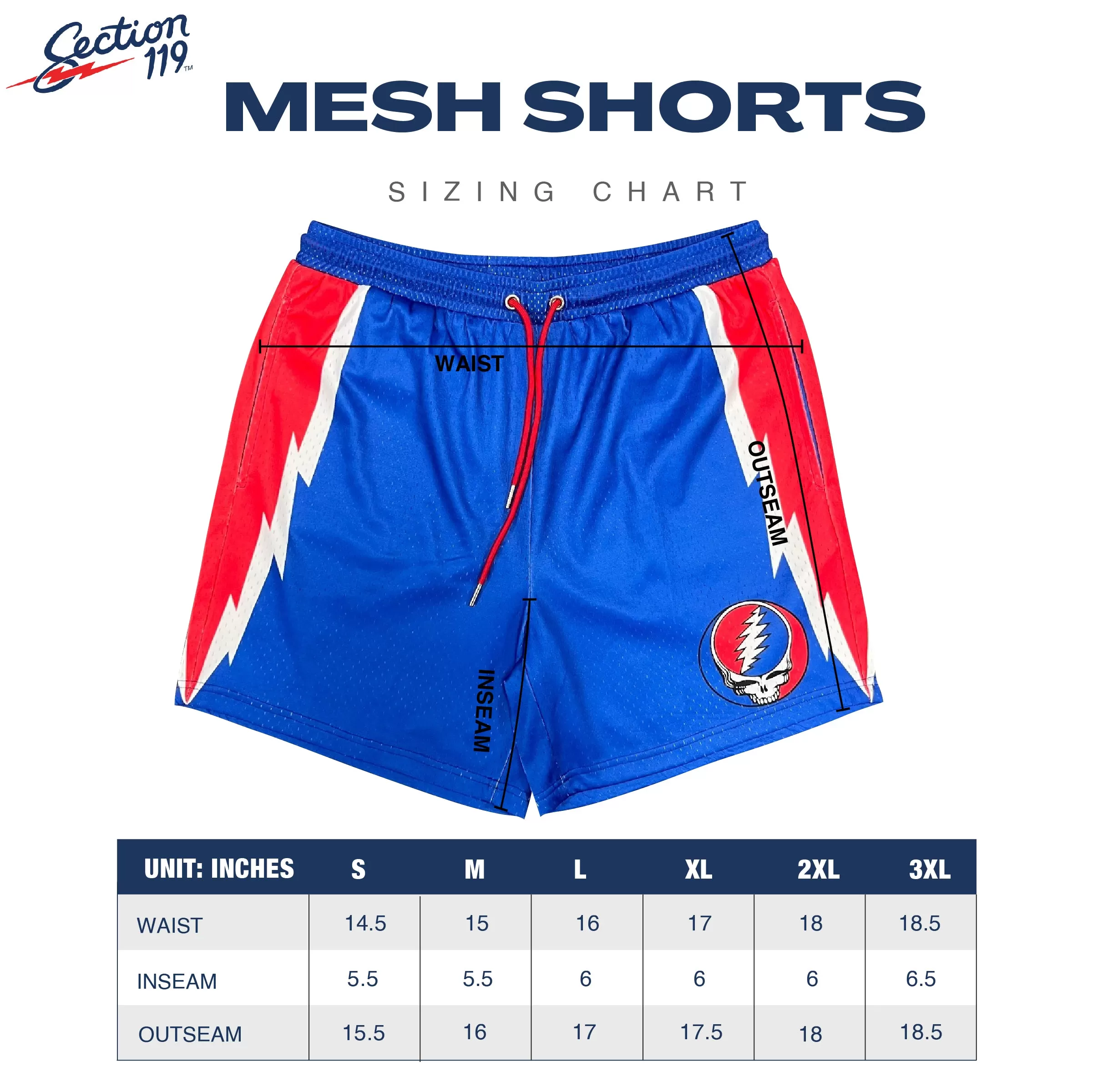 Grateful Dead | Mesh Shorts | Stella Blues Steal Your Face