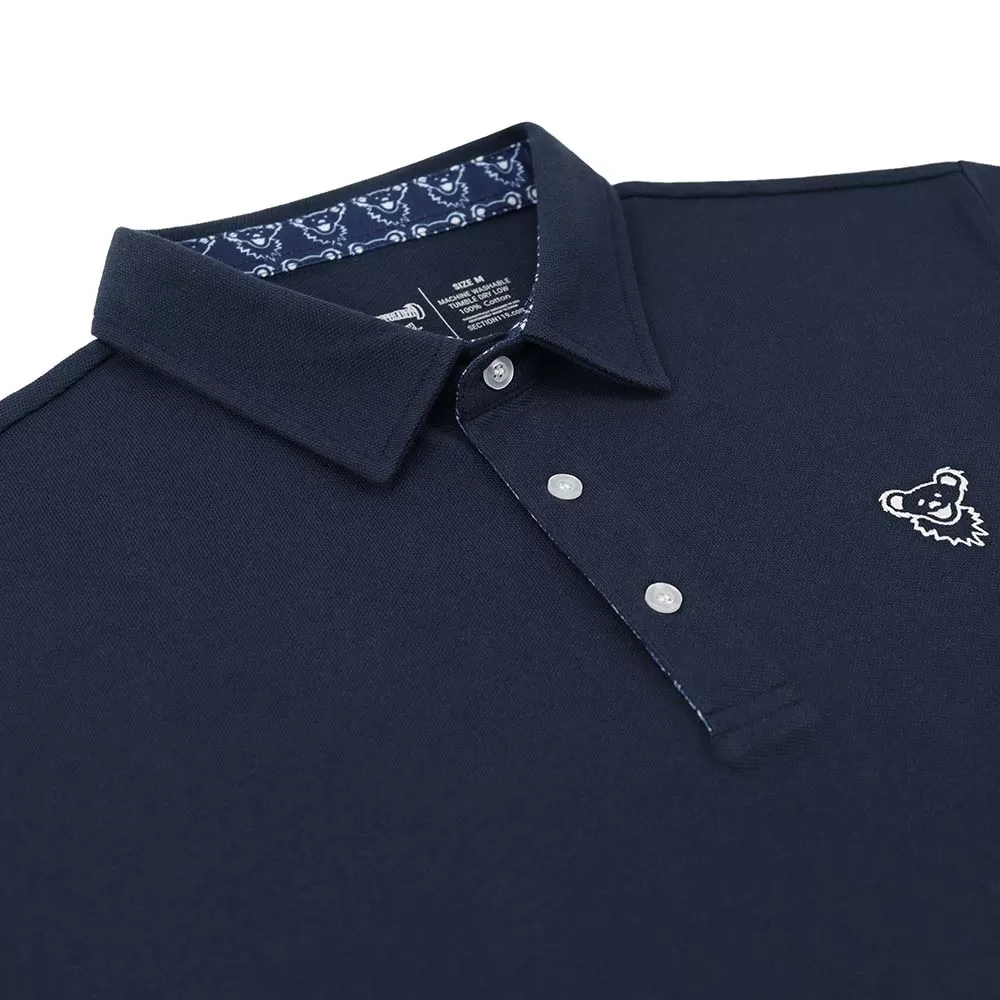 Grateful Dead | Pique Polo |  Navy Bear