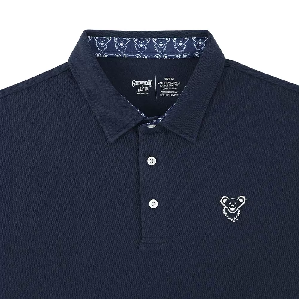 Grateful Dead | Pique Polo |  Navy Bear