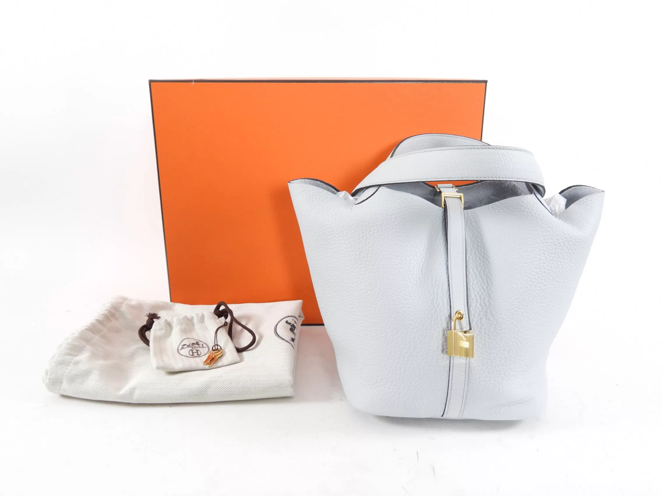 Hermes Picotin 22 Lock Clemence Bleu Pale Bag