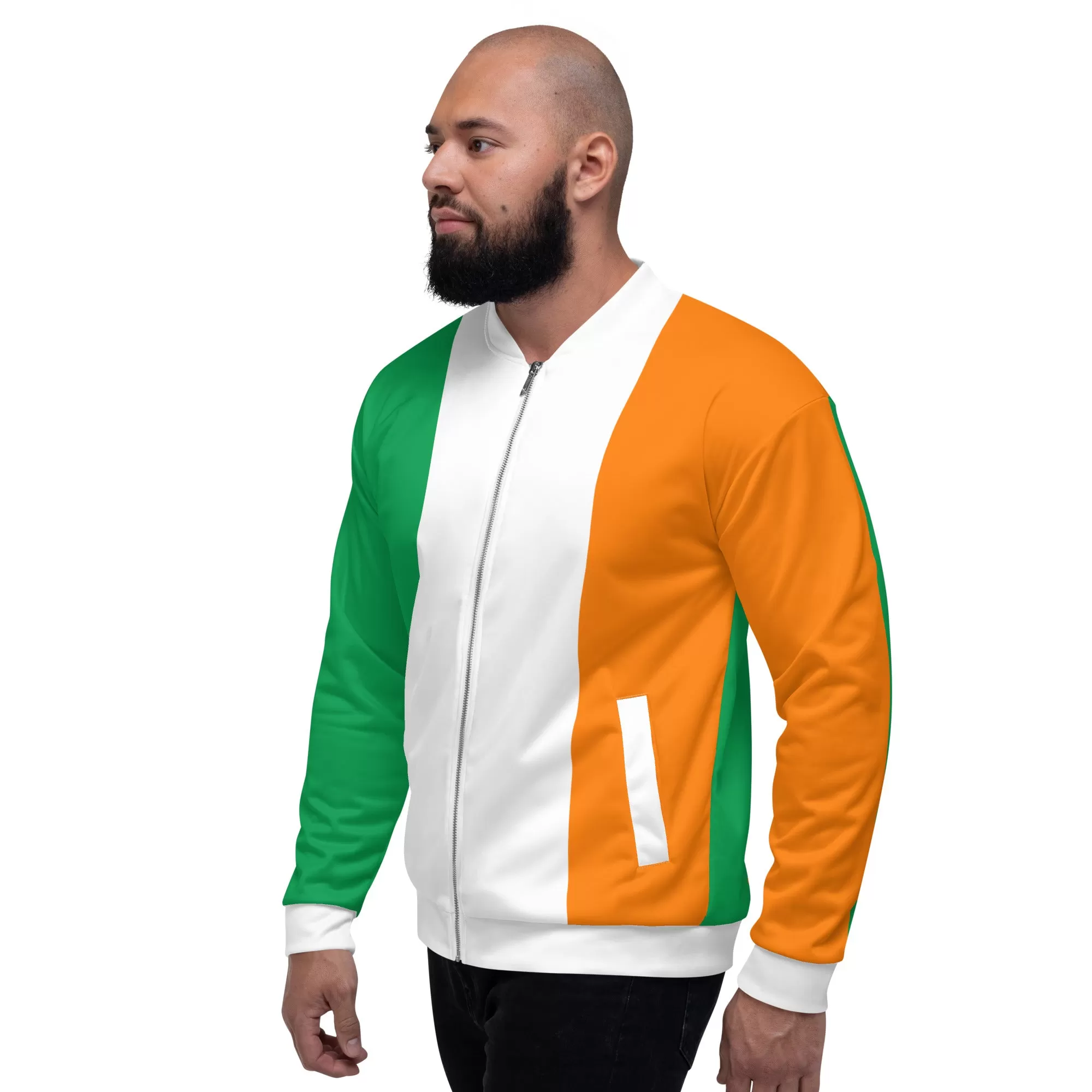 Irish Jacket / Unisex Bomber Jacket With Colors Of The Ireland Flag