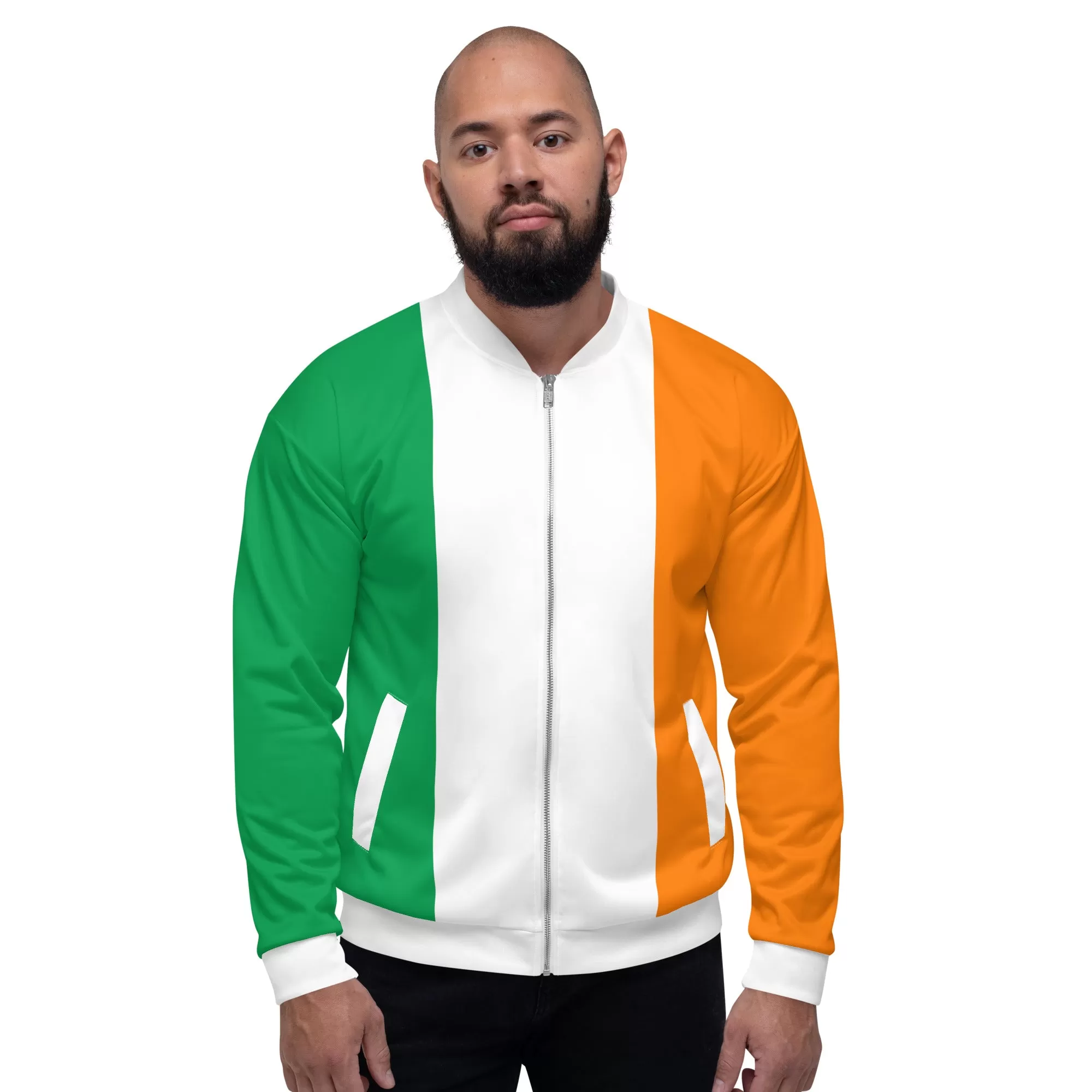 Irish Jacket / Unisex Bomber Jacket With Colors Of The Ireland Flag